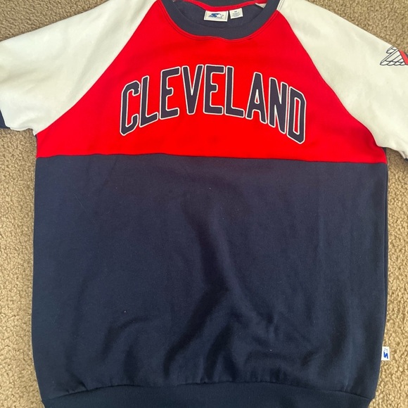 Women's Starter Navy/Red Cleveland Guardians Baseline Pullover Sweatshirt. Med. - Picture 4 of 8